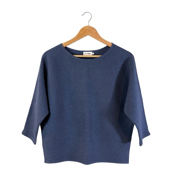 The Reset Tops - The Reset Ribbed 3/4 Sleeve Pullover Linen Blend Boatneck Knit Top, Size S/M